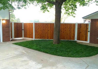 White Metal Frame Privacy Fence With Gates