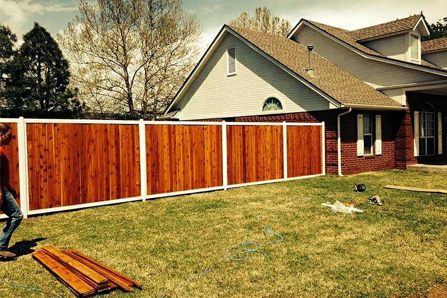 White Metal Frame Privacy Fence