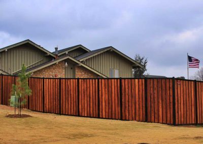 Wood & Black Iron Fence