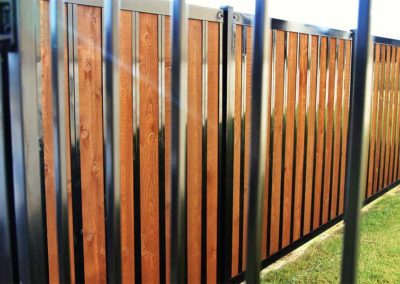 Wood & Black Iron Fence