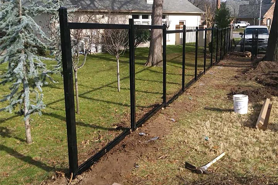 Metal Fence Frame Fence Installation Under Construction