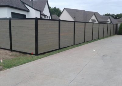 Horizontal Gray Stained Cedar Wood Fence