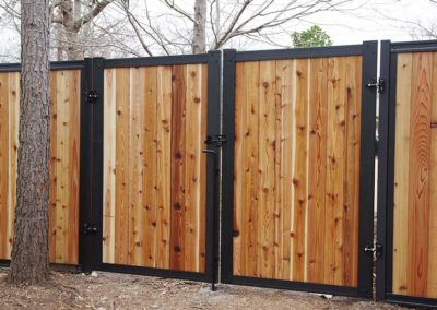 Vertical Metal Wood Double Fence Gate