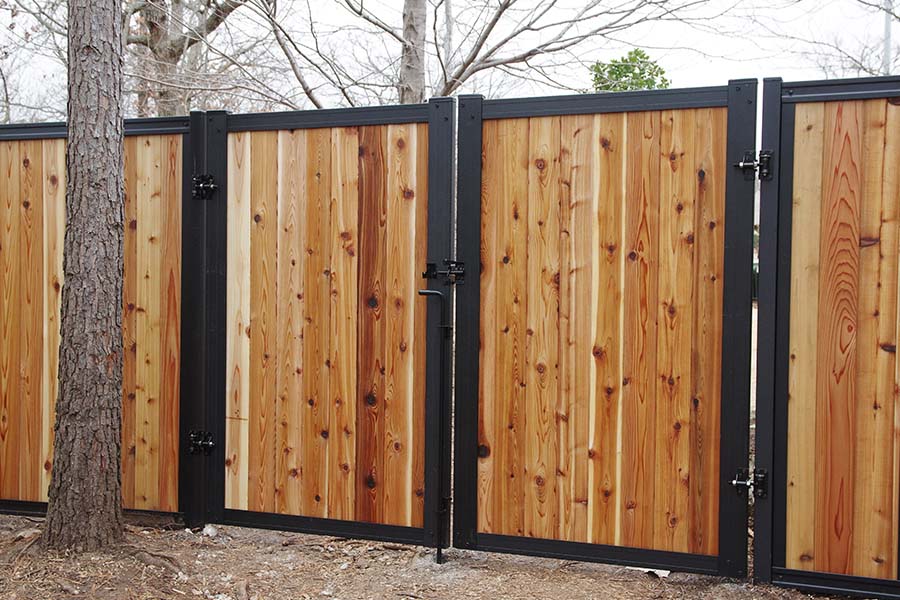 Metal Wood Double Fence Gate