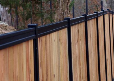Metal Rail Wood Fence Top Side