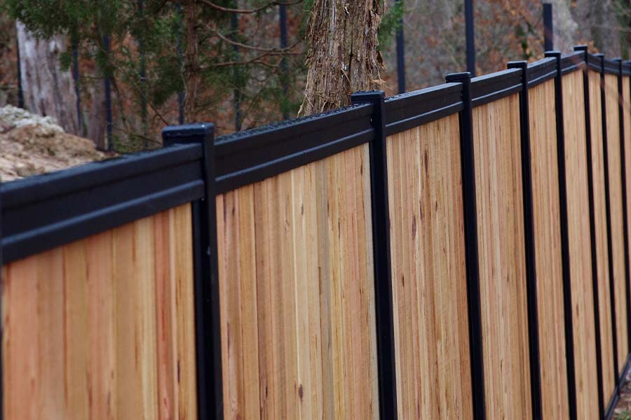 Metal Rail Wood Fence Top Side