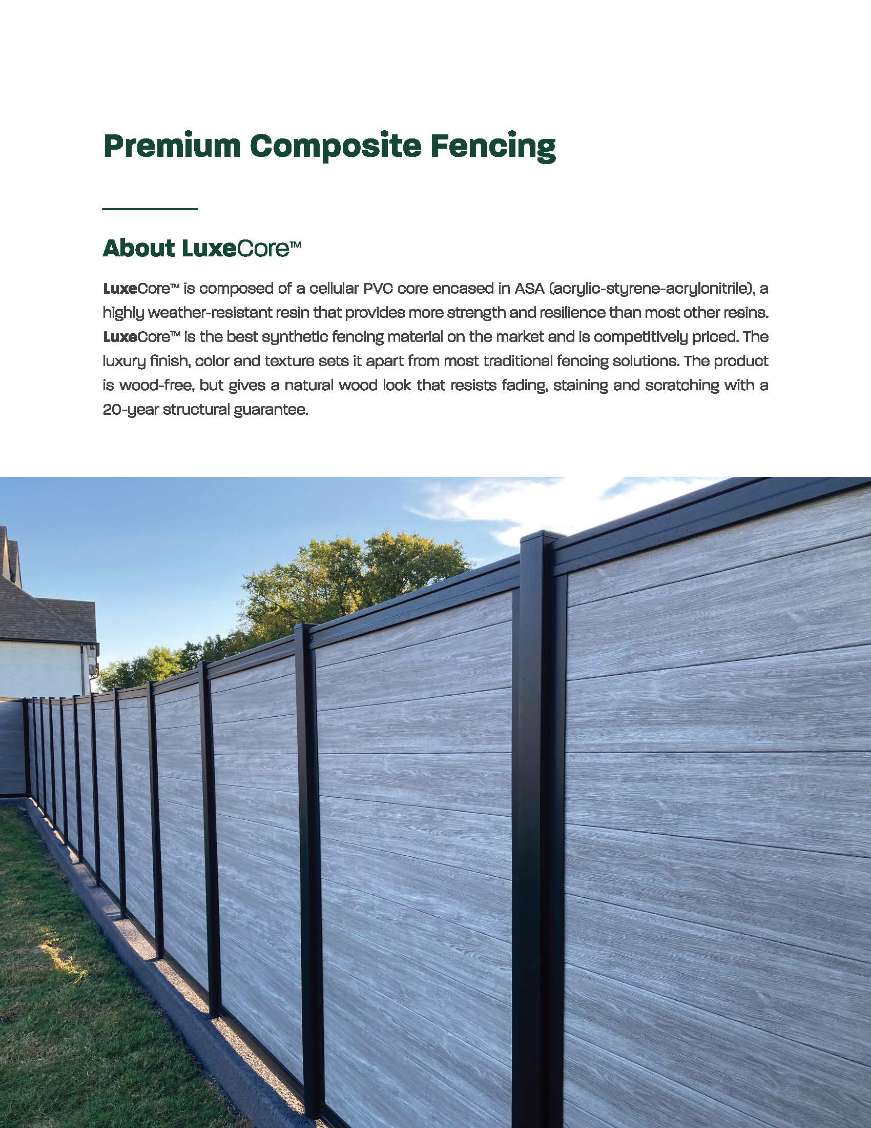 LuxeCore Composite Fencing by FenceTrac (Maintenance-Free, Lifetime Warranty)