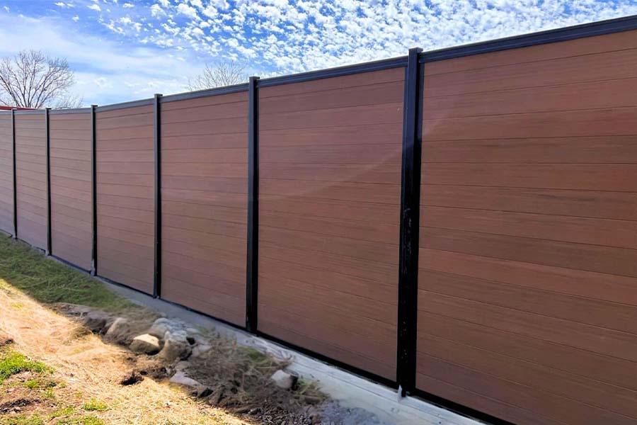 8-Foot Horizontal Composite Metal Fence Teak