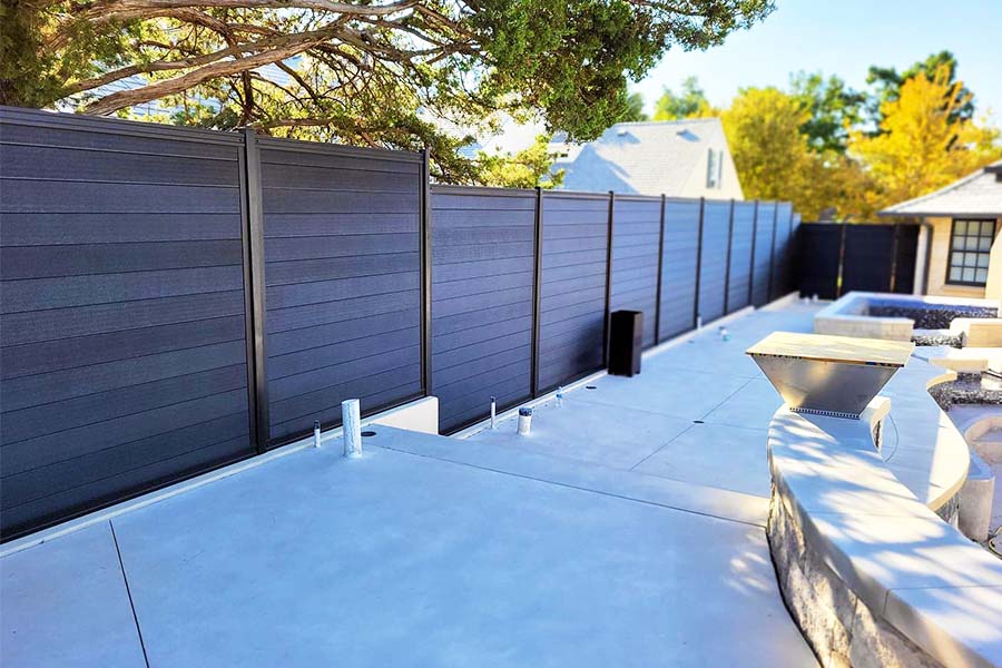 Black LuxeCore Composite Horizontal Fence Patio Pool Privacy