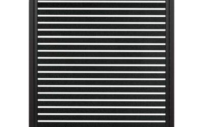FenceTrac 8′ x 6′ Horizontal Semi-Privacy Fence Panel Black Metal Slat Fence