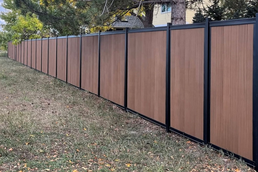 Vertical PVC Composite Fencing in Metal Frame