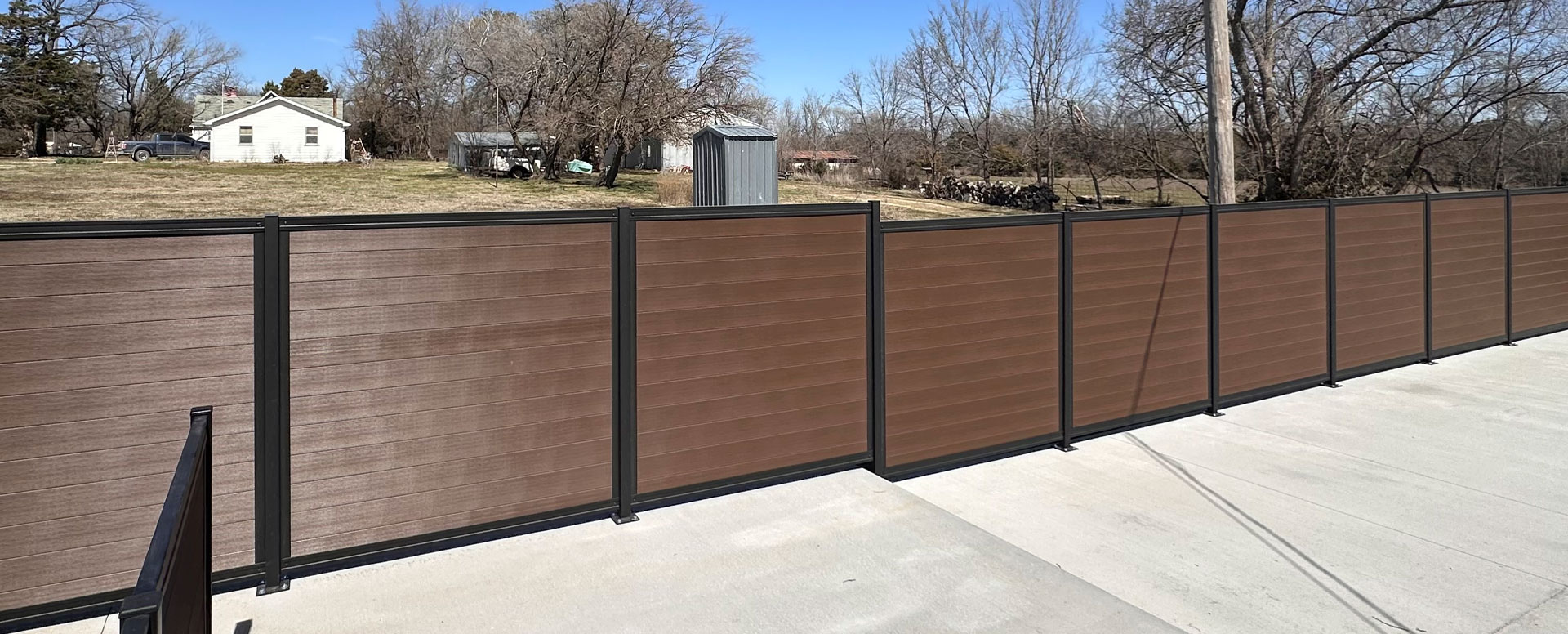 FenceTrac Privacy fence system with modern horizontal infill