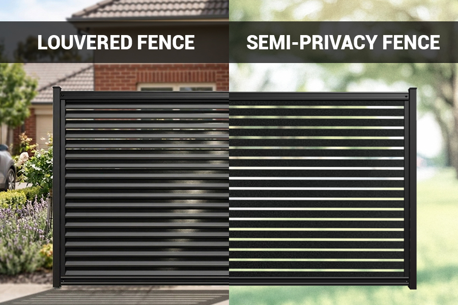 Black Semi-Privacy Louvered Residential Fence VS Black Semi-Privacy Fence