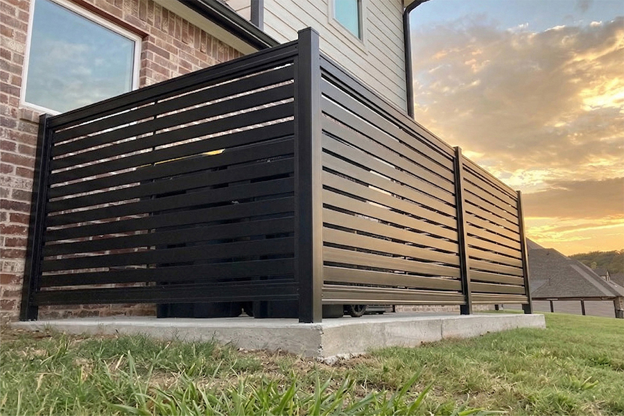 Dumpster Enclosure Black Horizontal Slat 4 ft 6 ft Fence Down View