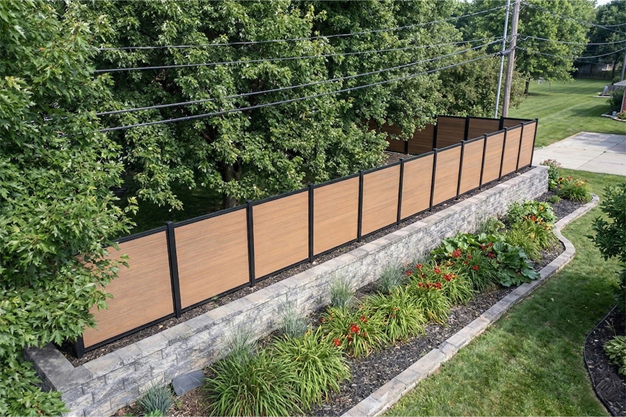 Front Yard Horizontal 6 ft 6 ft Fence Luxecore Tropical Teak Composite Fence Top View