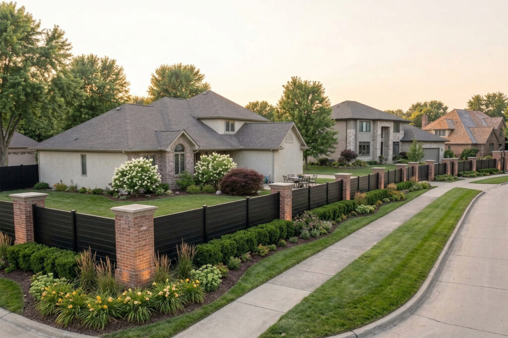 HOA Horizontal 4ft x 6ft Fence Luxecore Black Onyx Composite Brick Column Fence Top View