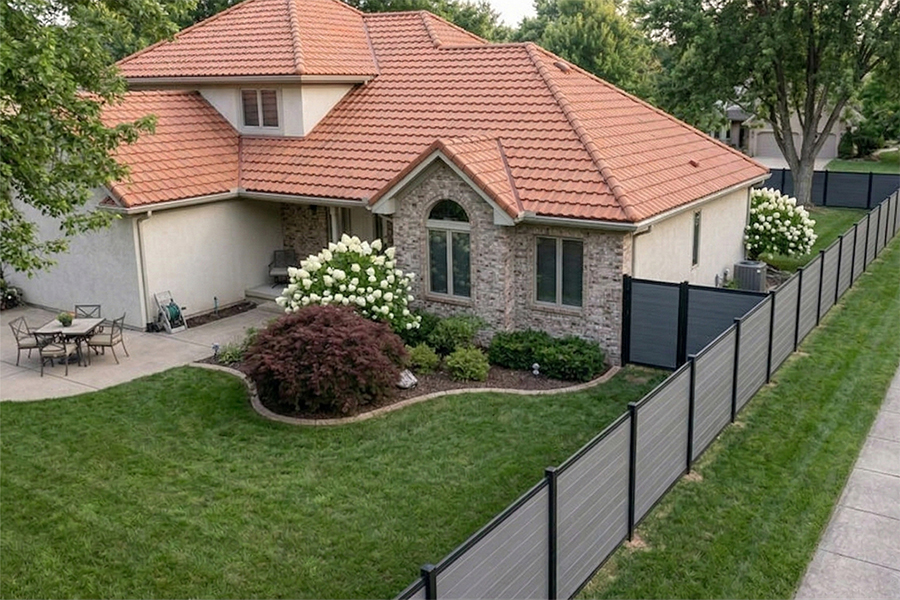 HOA Horizontal 6ft 6ft Fence Luxecore Harbor Gray Composite Fence Top View