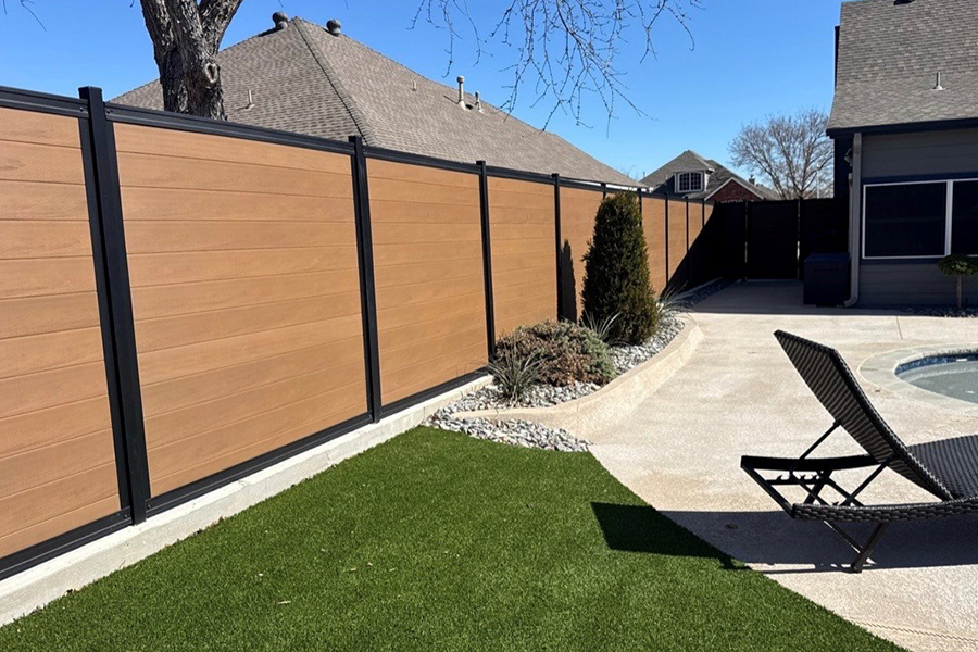 Luxecore Composite Ultrablend PVC 6 Foot Tan Horizontal Backyard Pool Privacy Fence