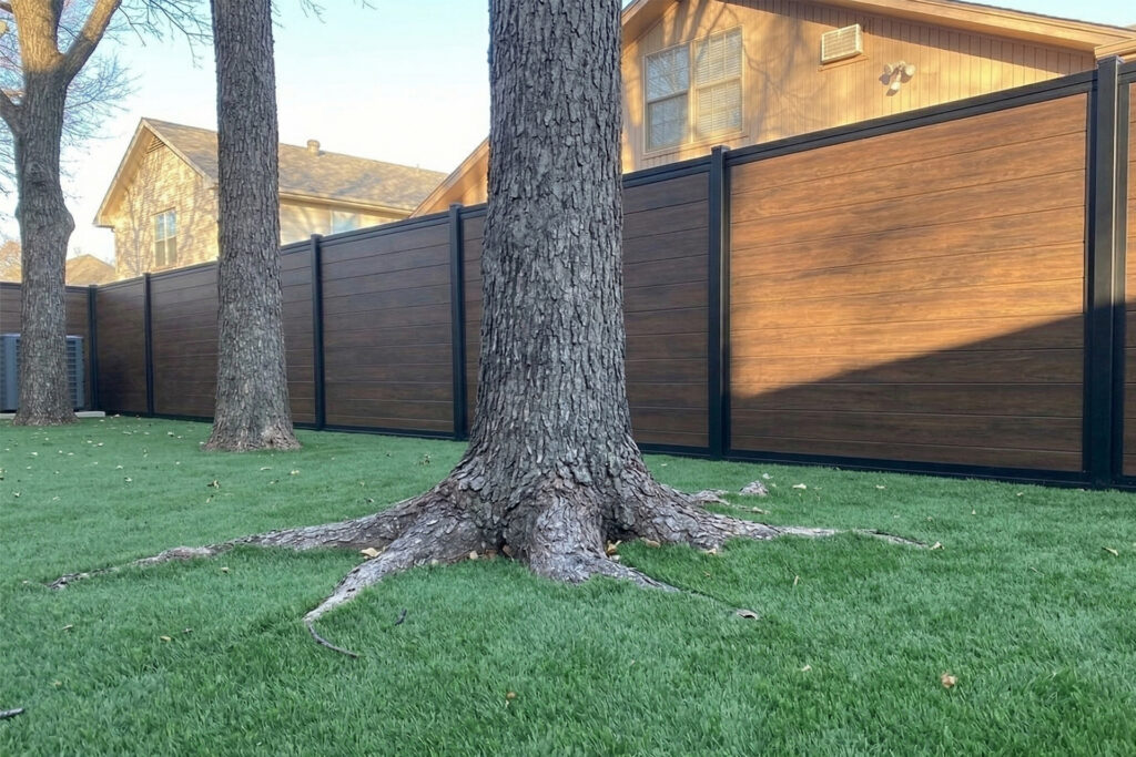 Patio Fence Horizontal 4ft x 6ft Fence Timber Brown Luxecore Composite Fence Side View