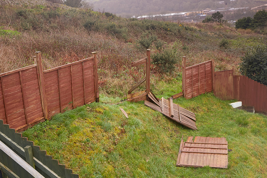 Wind Damaged Privacy Wood Fence